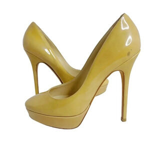 Jimmy Choo Alex Platform Pump Nude Patent Leather Stiletto Women's Size 6 US